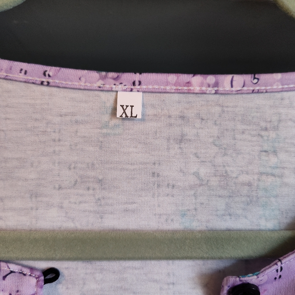 Purple Patterned Button-Front Top - Picture 2 of 3